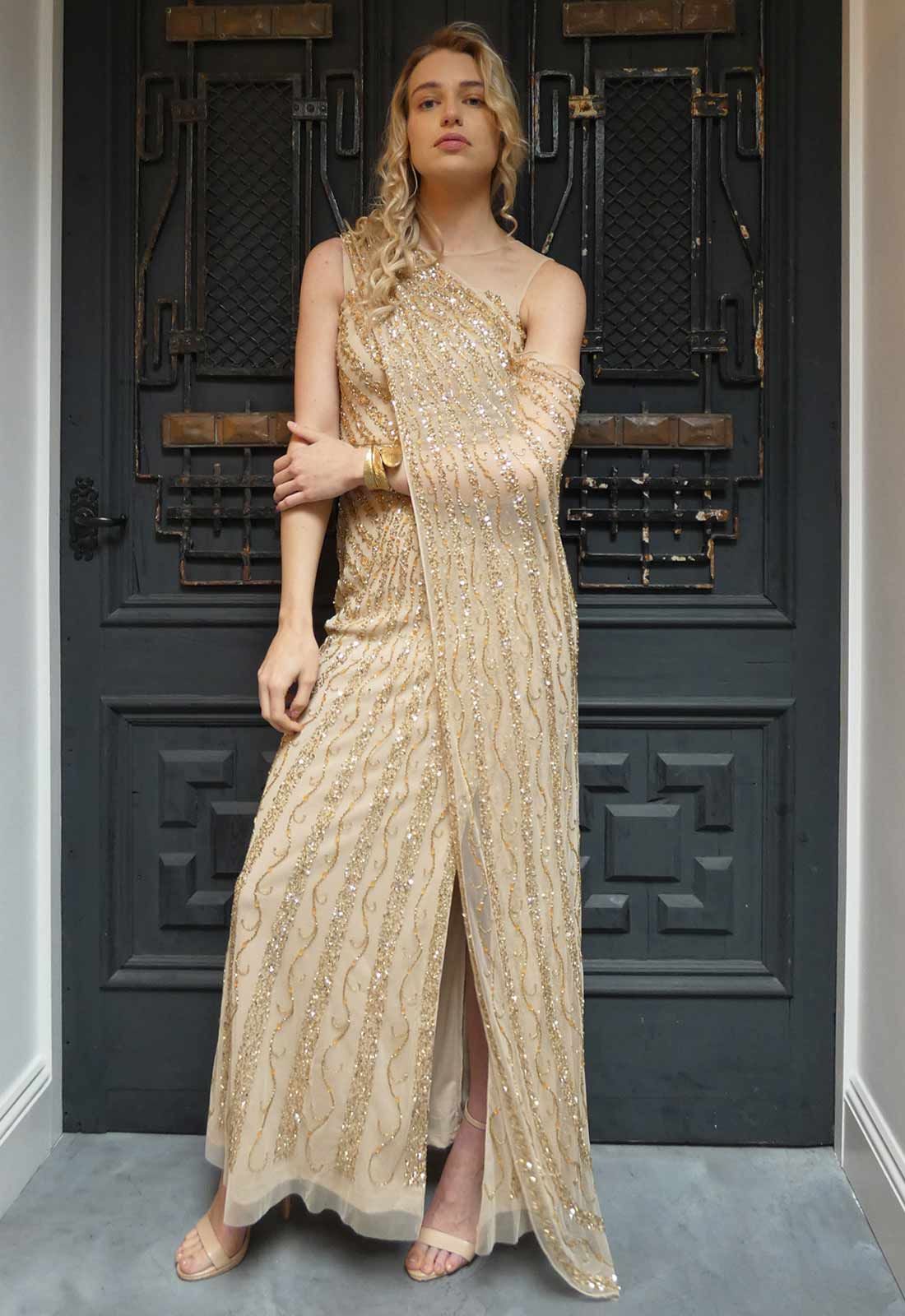 Raishma Couture Gold Ayra Maxi Gown-112496