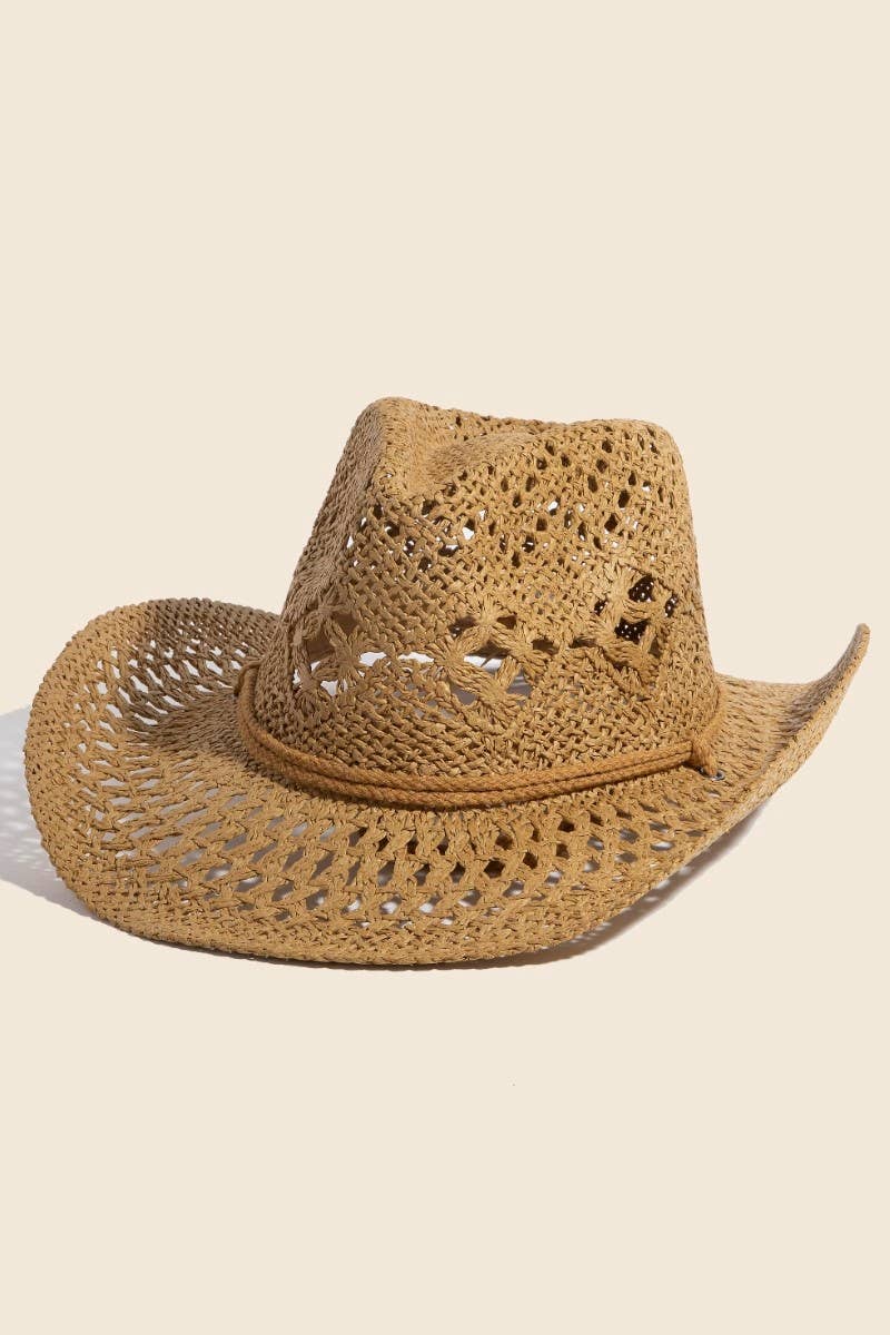 Double Strap Western Straw Hat: KA