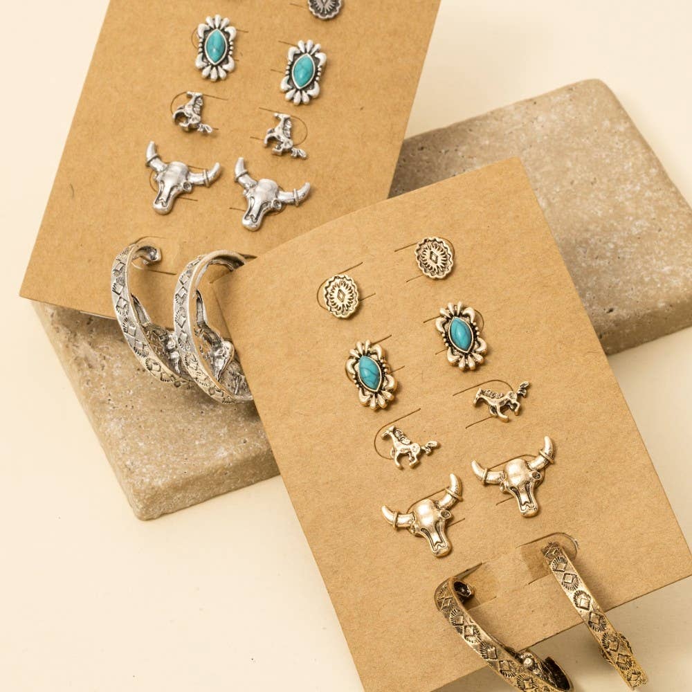 Soul Of Sita Assorted Western Five Pair Earrings Set: G