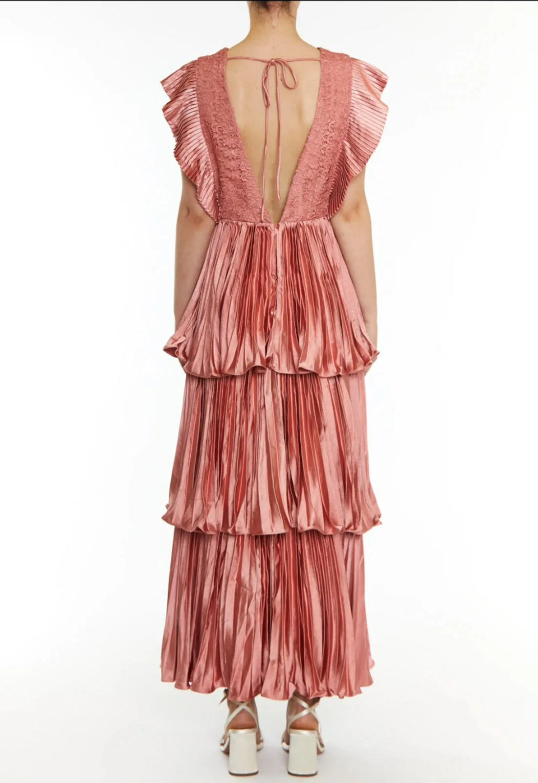 Beatrice dusty peach satin dress