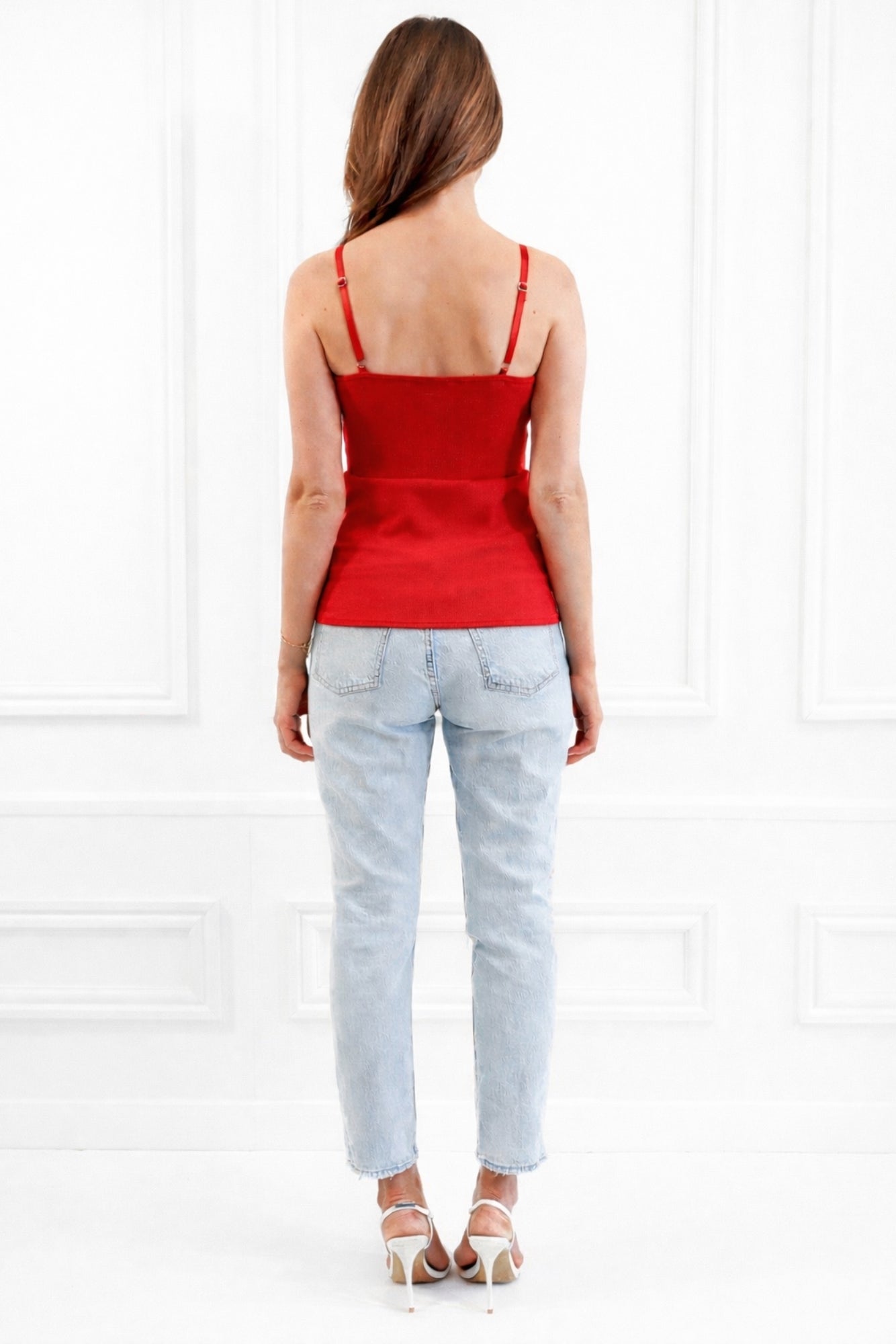 Honor Gold Bexley Red Bow Bandeau Scuba Crepe Top