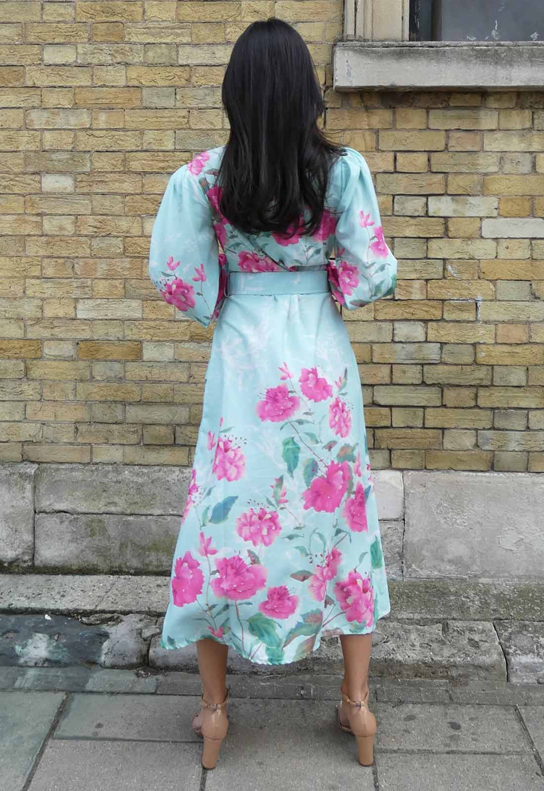 Raishma Studio Blue Blair Floral Midi Dress -114155