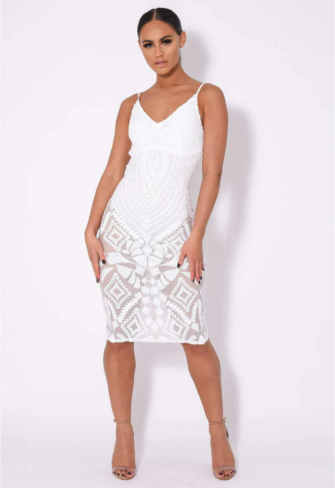 Nazz Collection White Body On Me Midi Dress-106544