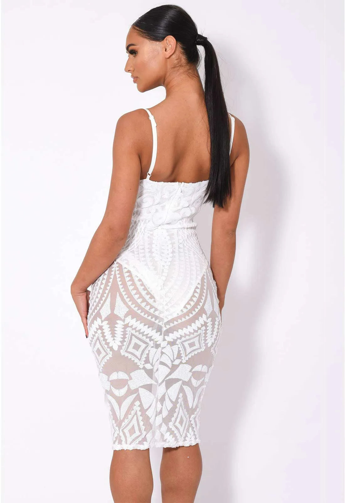 Nazz Collection White Body On Me Midi Dress-106546