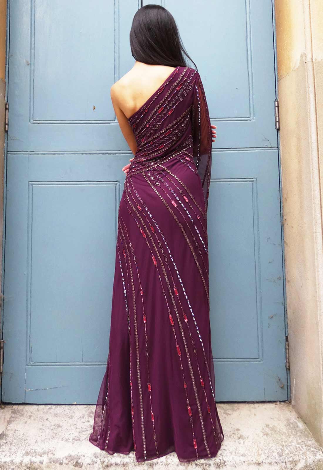 Raishma Couture Burgundy Kalina Gown-120149