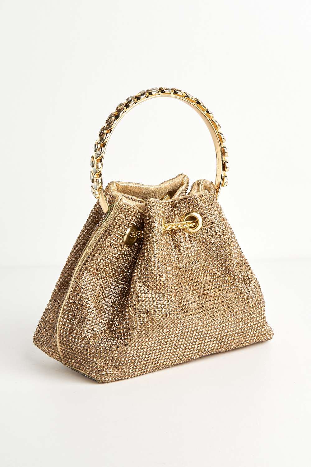 Miss Diva Gold Boujee Diamante Embellished Pouch Bag