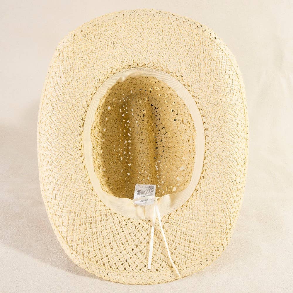 Braided Beads Straw Cowboy Hat: KA