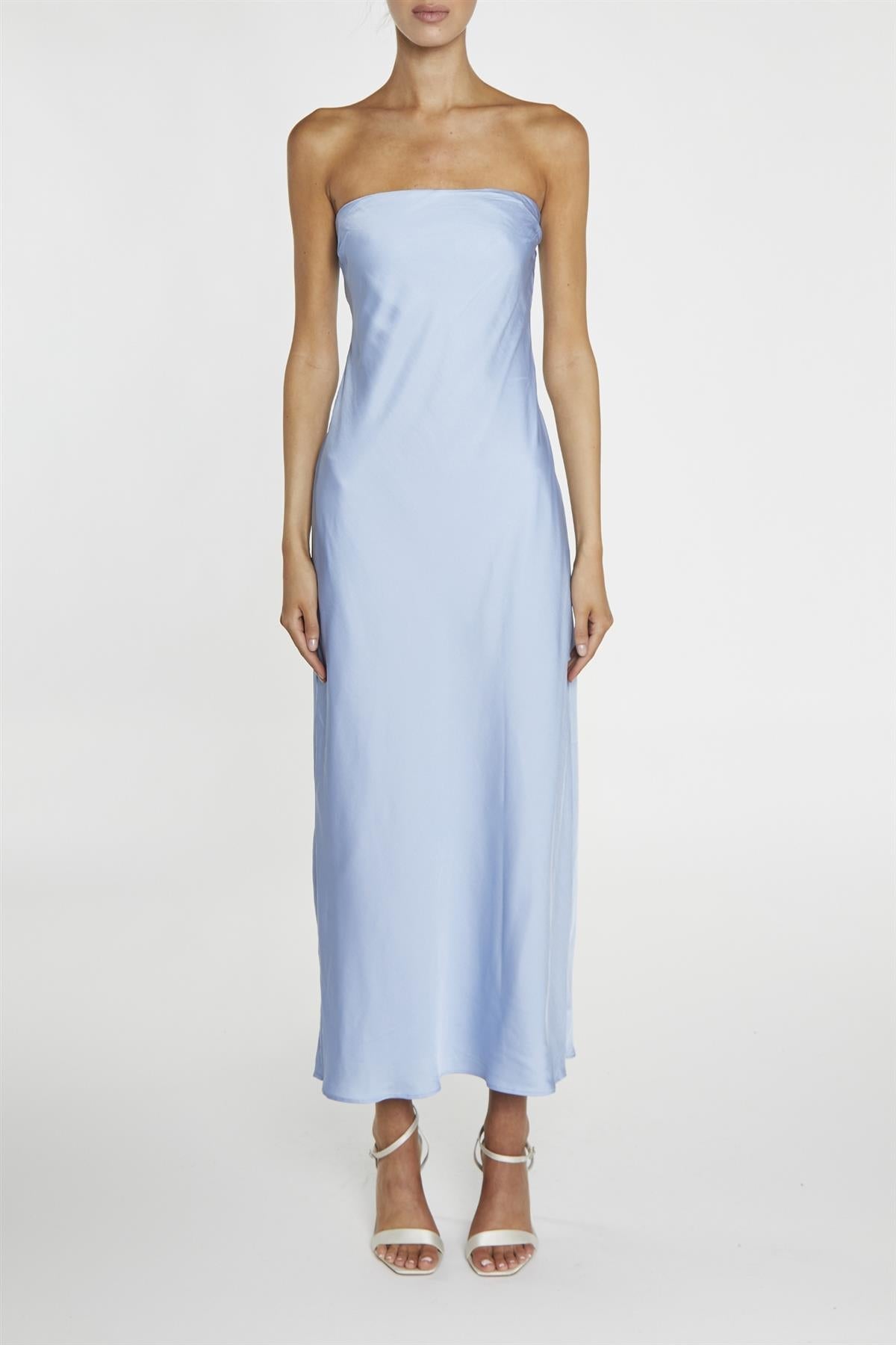 true Decadence Cecilia Cornflower Blue Strapless Bias-cut Maxi-Dress