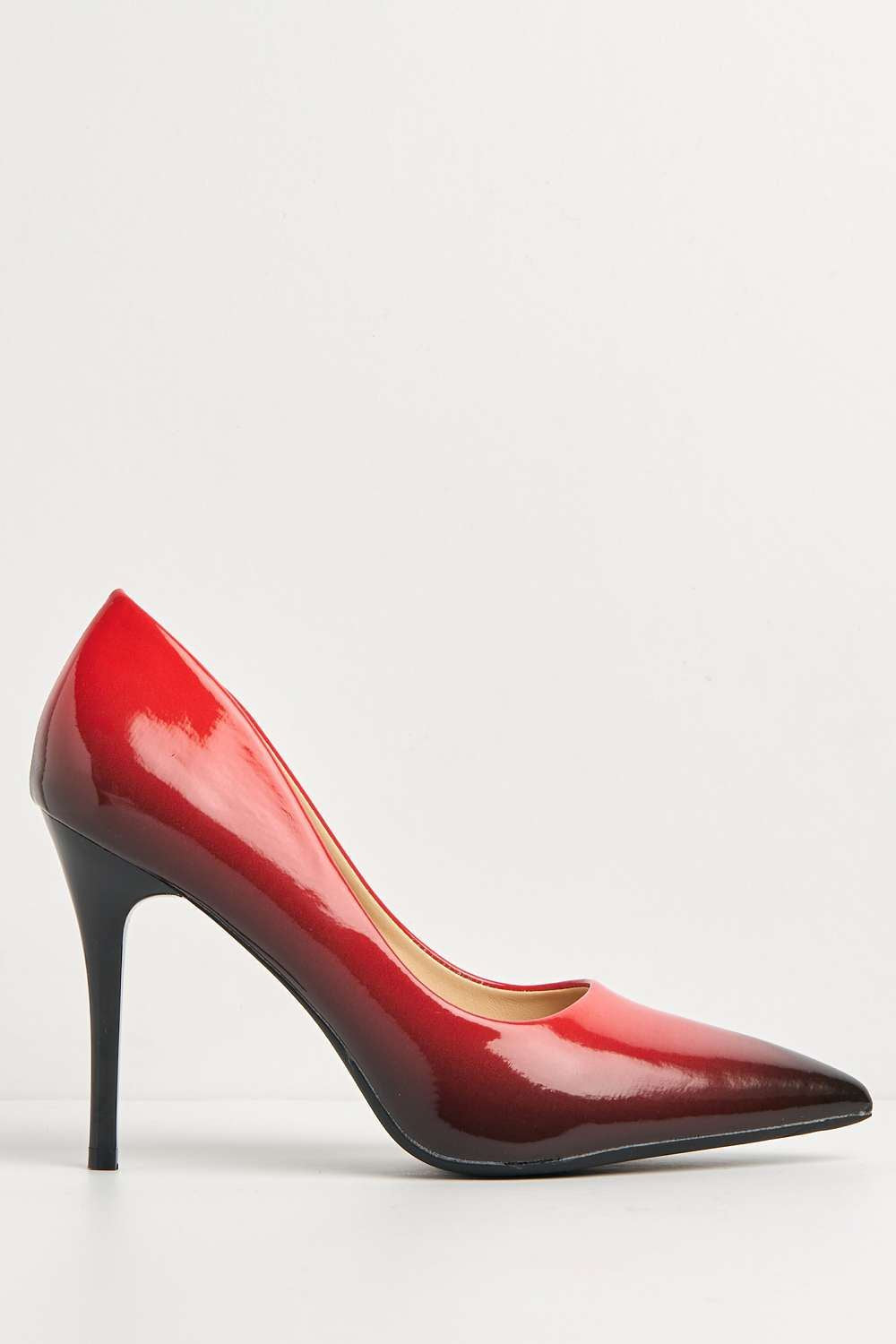 Miss Diva Dua Two Tone Pointed Toe Court Shoes in Red