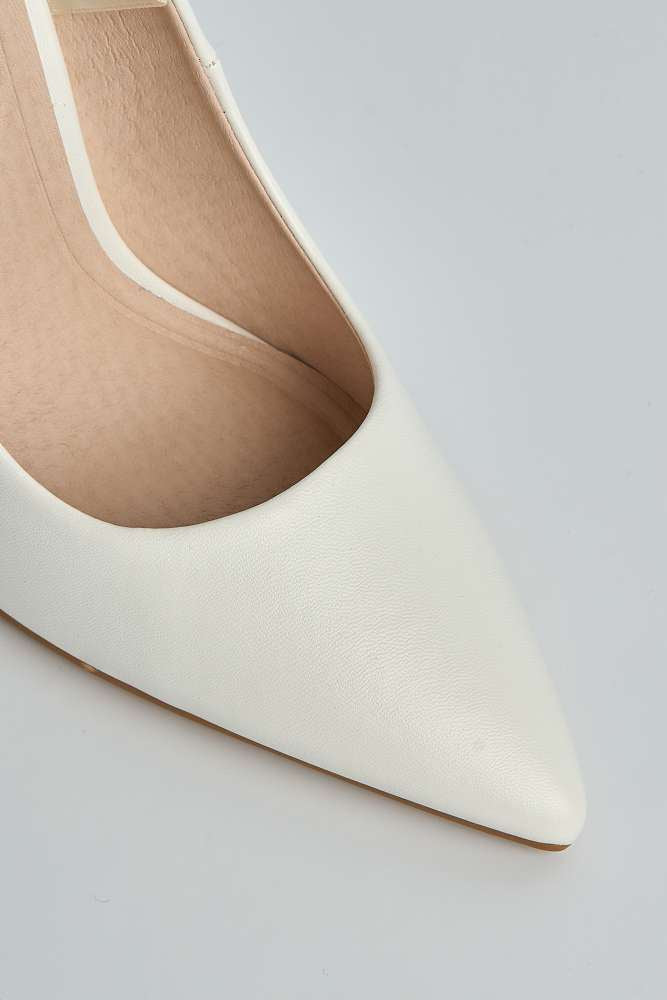 Miss Diva White Matt Mila High Stiletto Matt Finish Heel Court Shoe