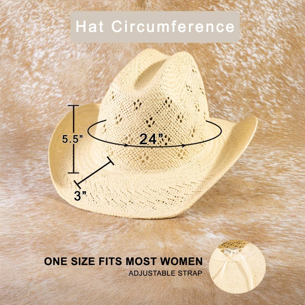 Weave Summer Straw Cowboy Hat: KA
