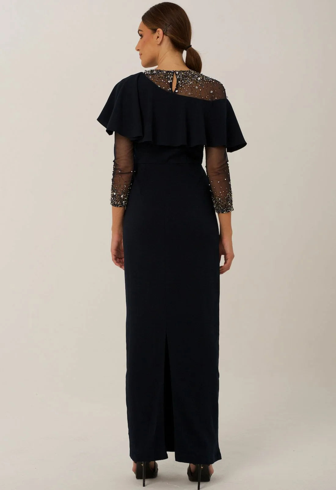 Raishma Quinn Navy Asymmetric Maxi Dress-58299