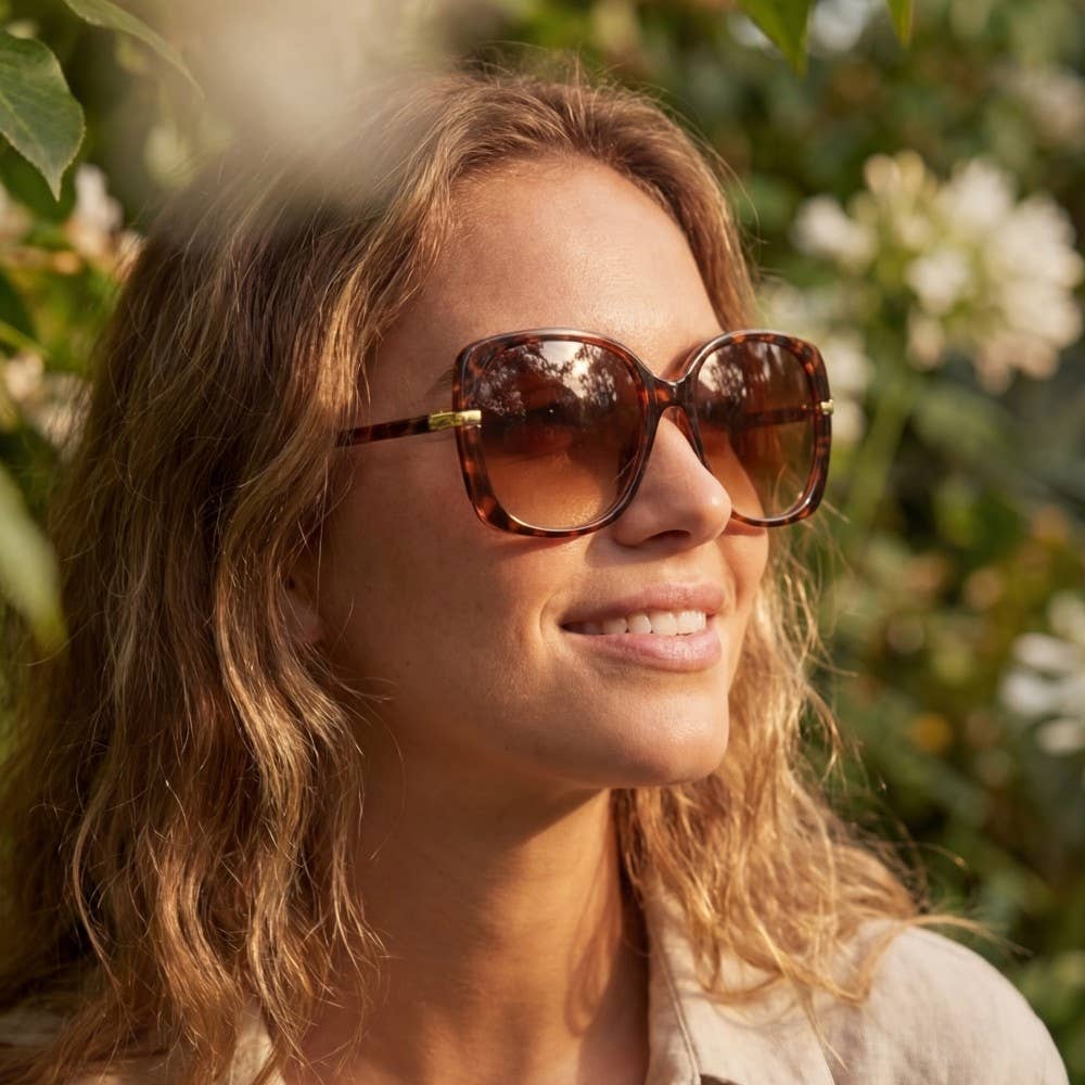 Soul Of Sita Oversized Square Gold Temple Accent Sunglasses: Assorted