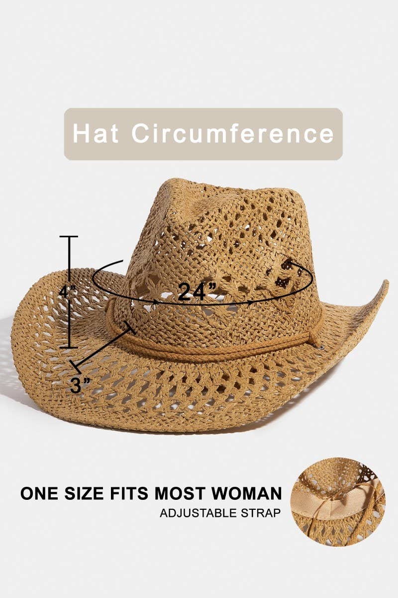 Soul Of Sita Double Strap Western Straw Hat: Ka