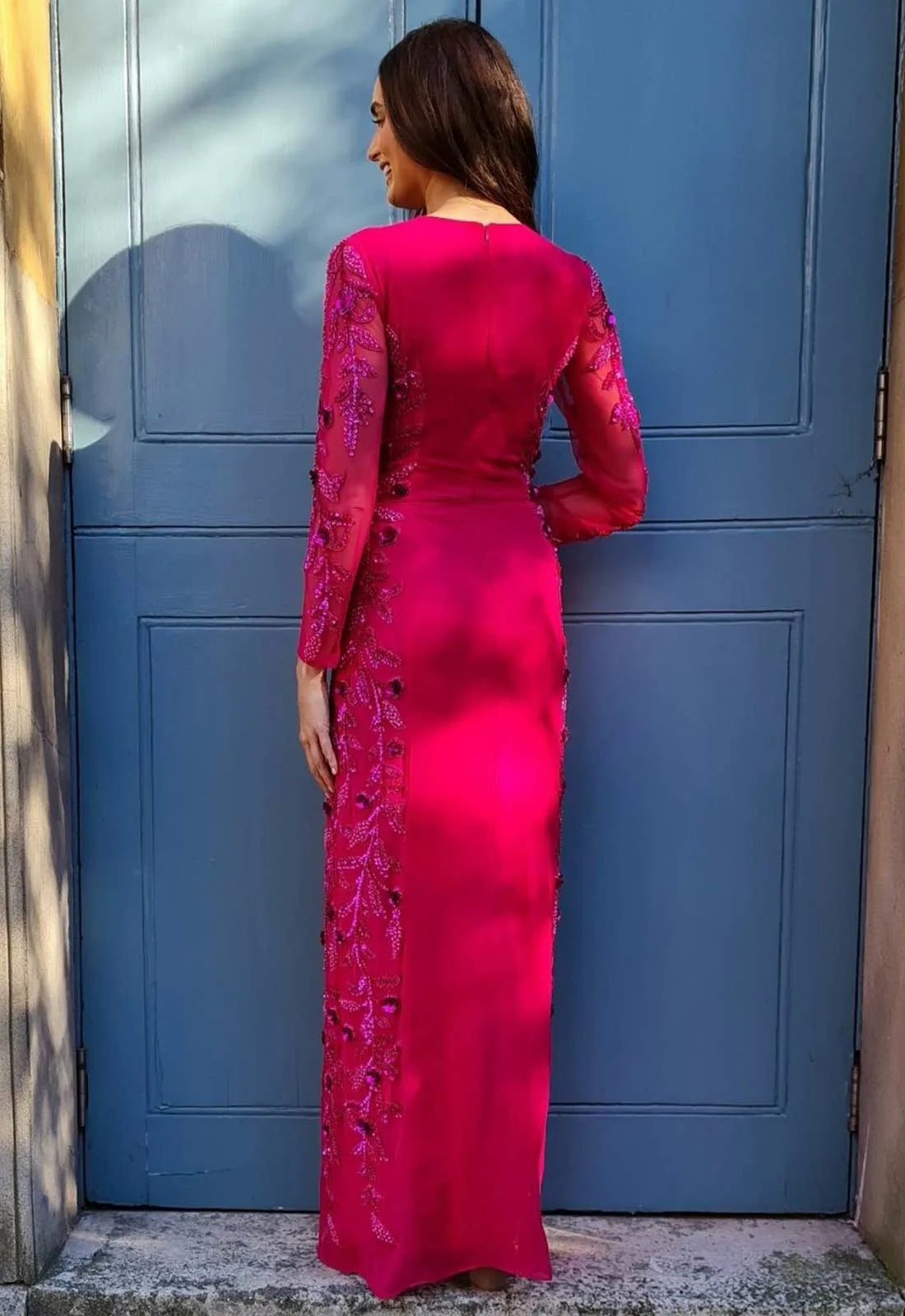Raishma Couture Pink Danica Embellished Maxi Dress-111918