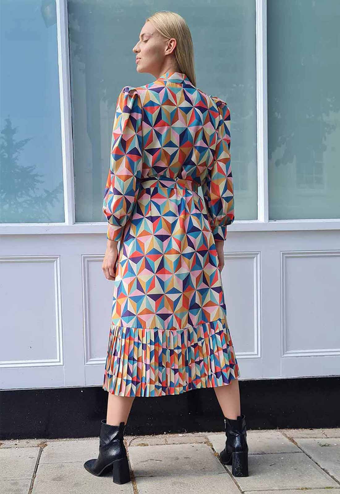 Raishma Studio Danielle Geometric Print Midi Dress-105970