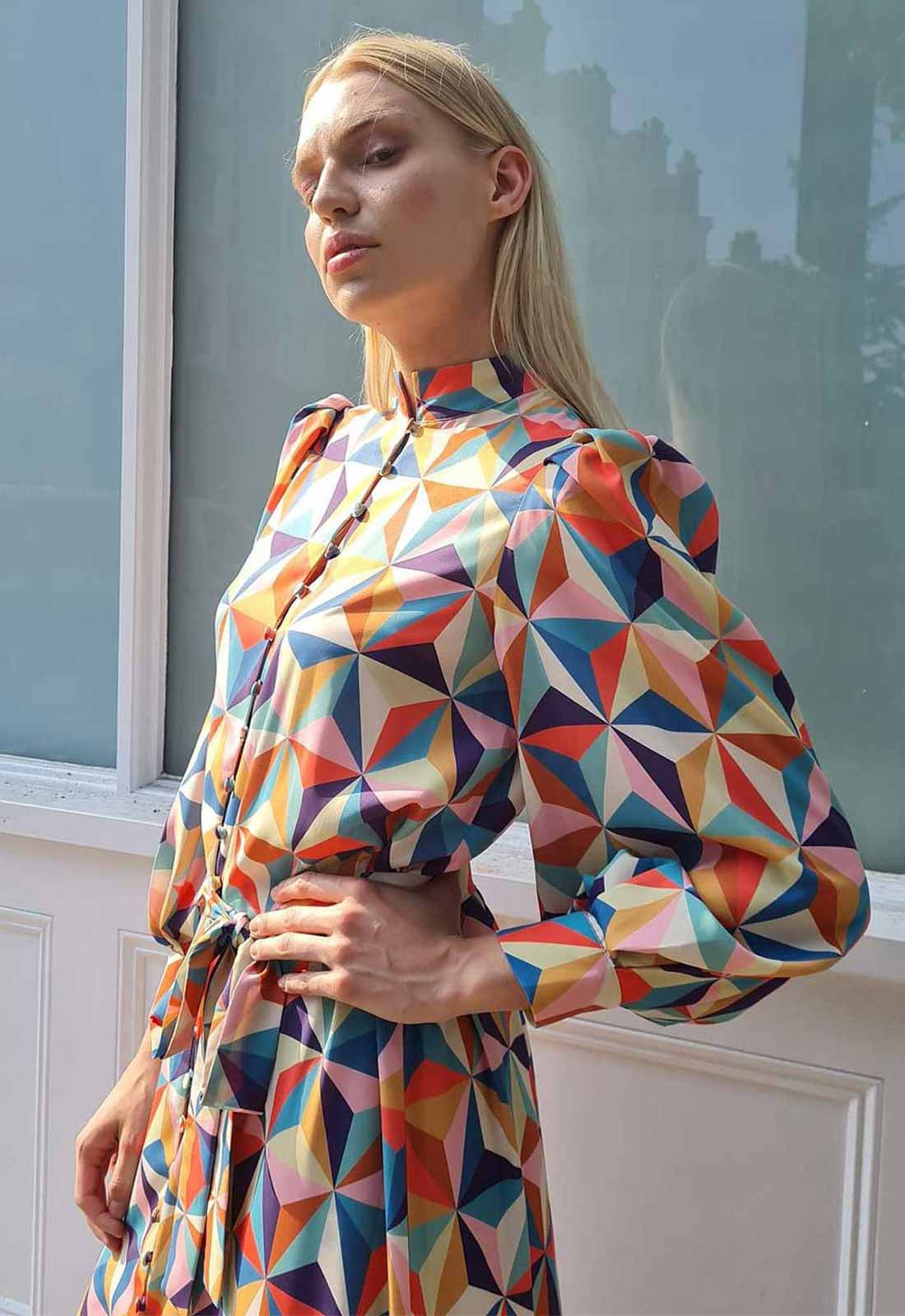 Raishma Studio Danielle Geometric Print Midi Dress-105968