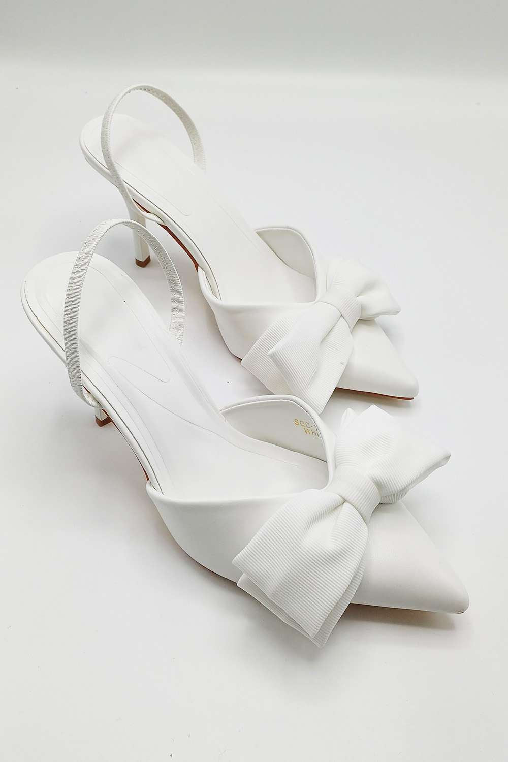 Jaycee Bow Detail Slingback Court Shoes in White