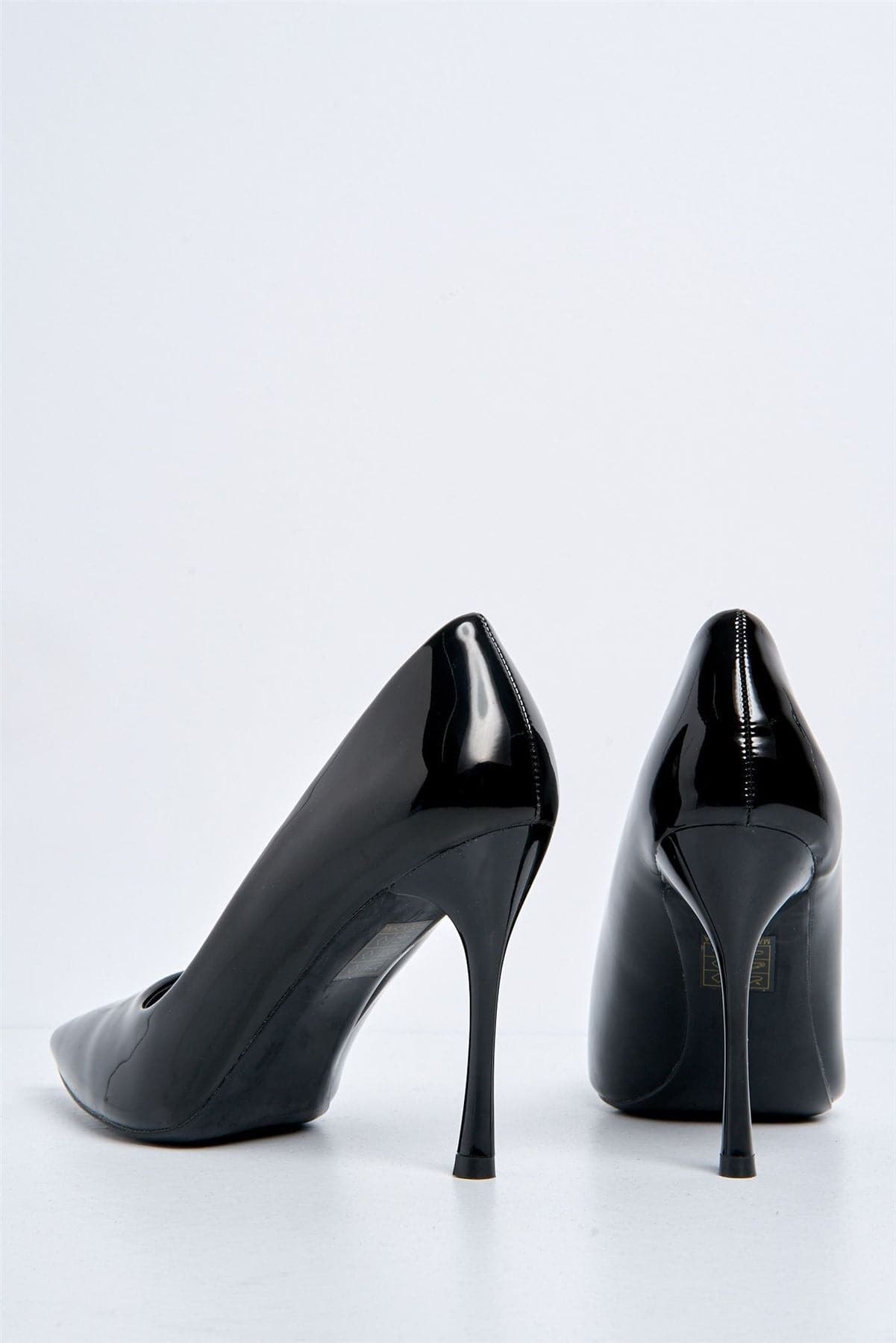 Gina Spool Heel Court Shoes in Black Patent Heels Miss Diva