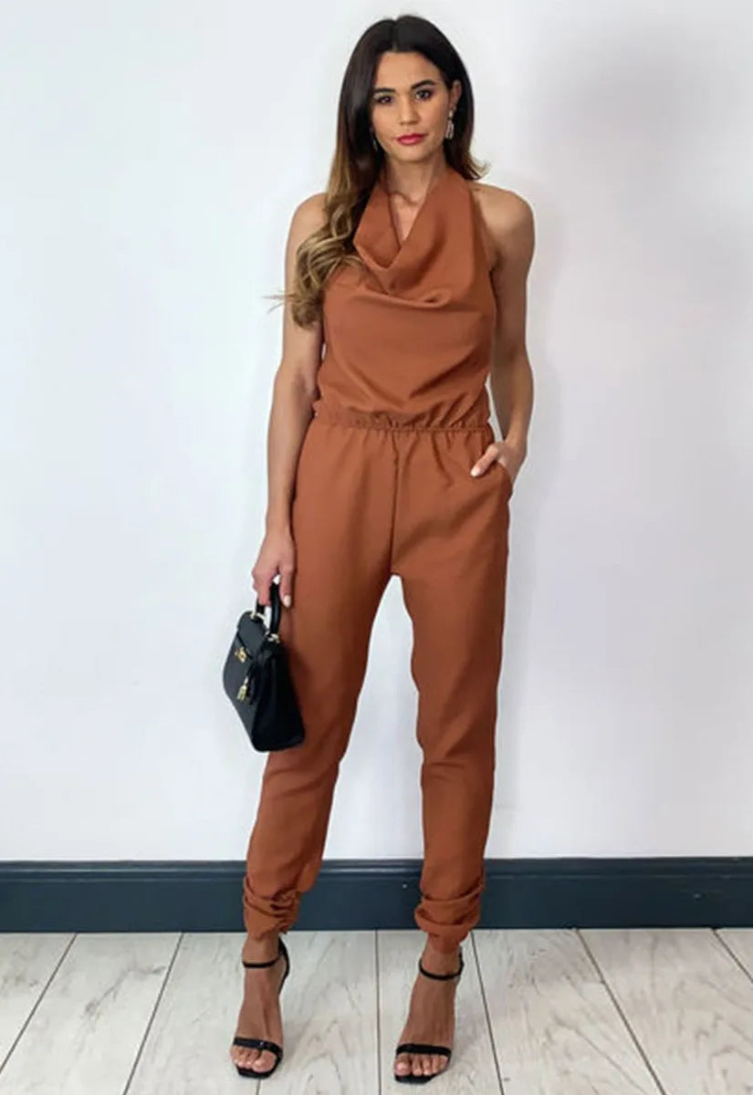 Lady Flare Brown Bella Jumpsuit