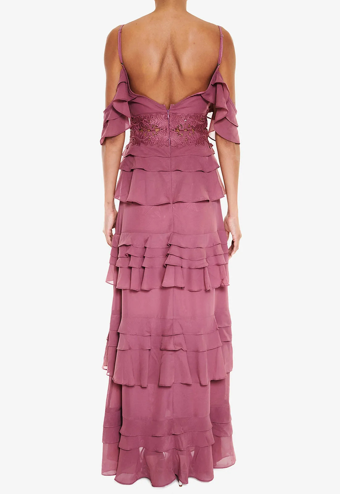 True Decadence Pink Ruffle Maxi Dress-110704