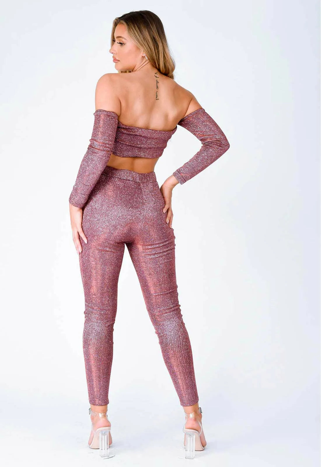 Nazz Collection Plum Havana Glitter Leggings Set-95143