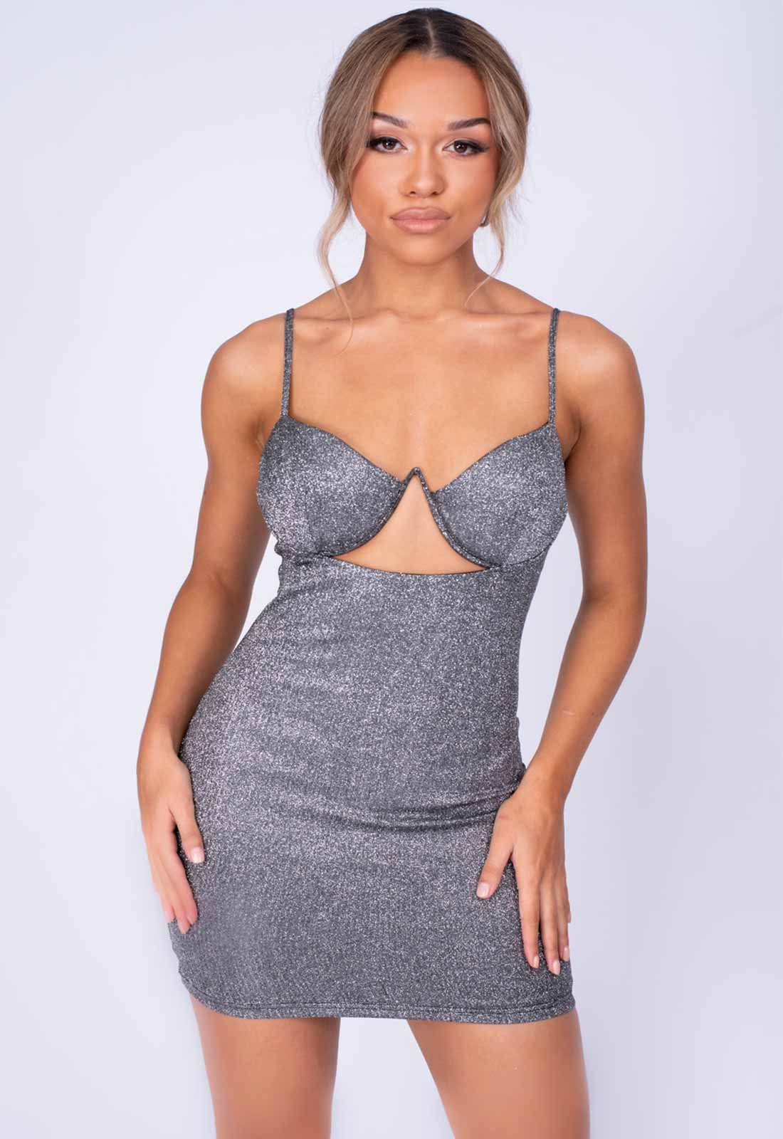 Nazz Collection Silver London Bodycon Dress-0