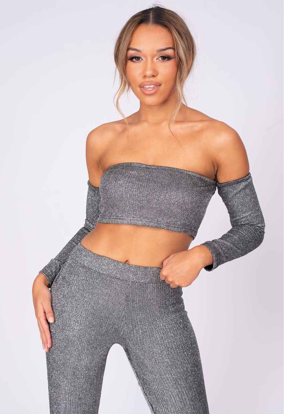Nazz Collection Silver Havana Leggings Set-0