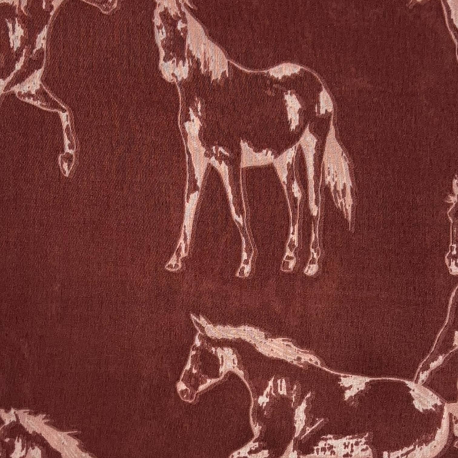 Soul Of Sita Horse Print On Solid Canvas: Burgundy