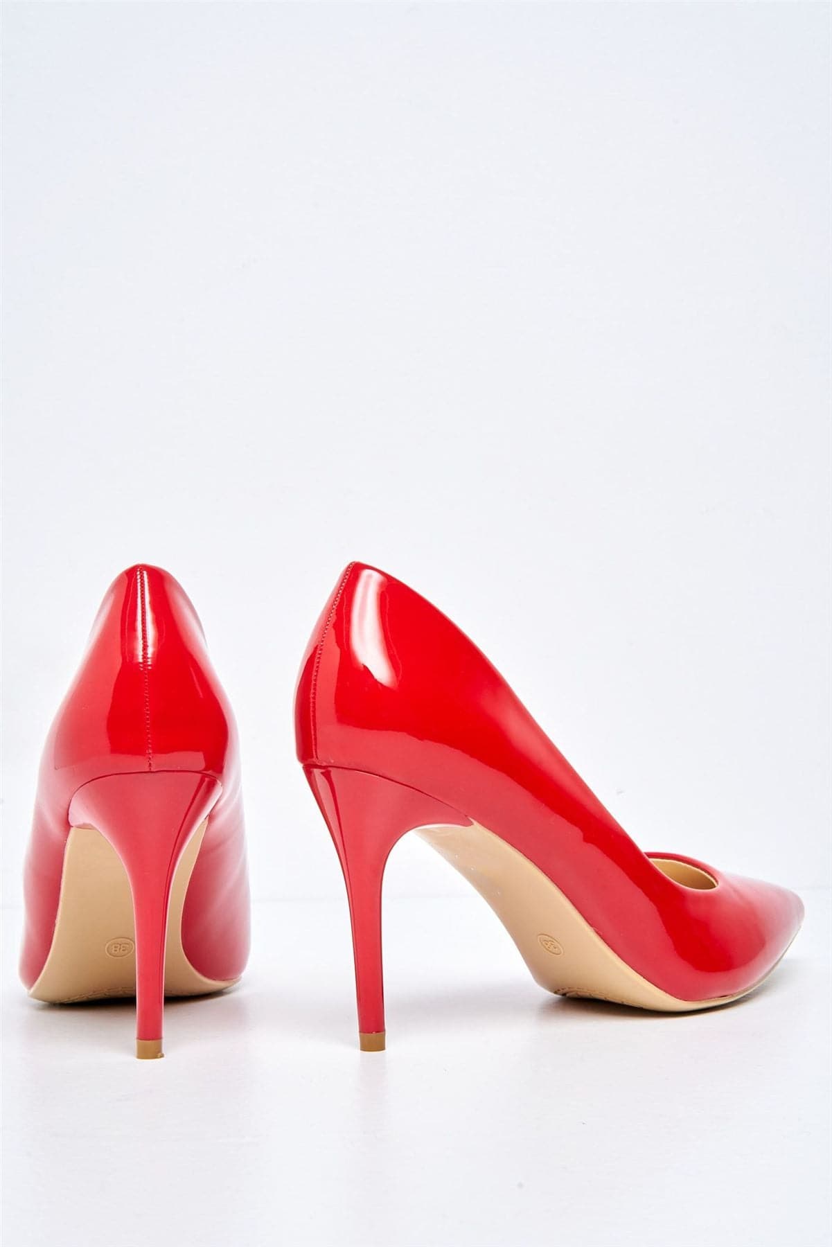 Miss Diva Ingrid Pointed Toe Court Heels in Red Patent