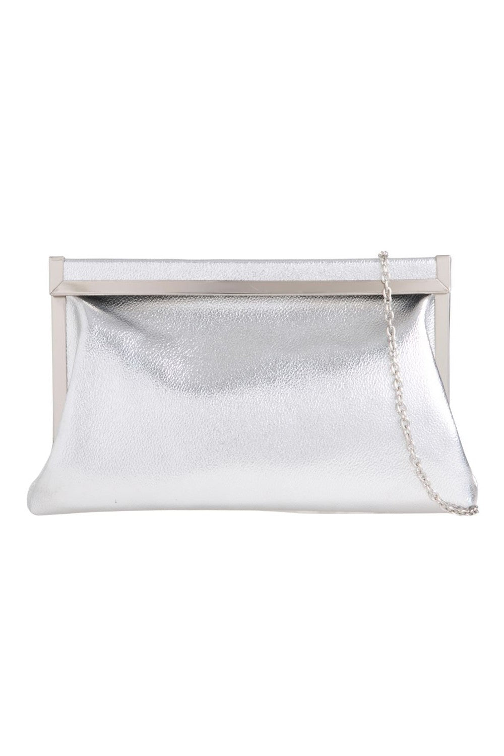 Miss Diva Freda Gold Trim Magnetic Rectangle Pouch Side Bag in Silver