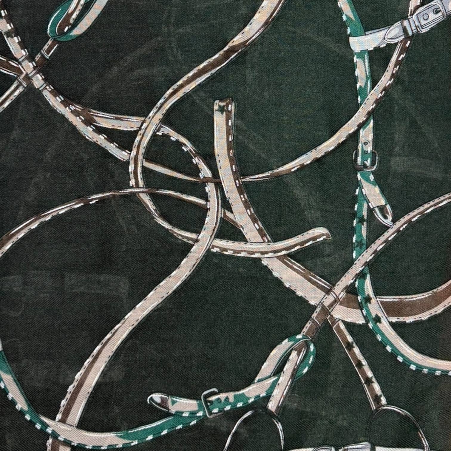 Horse Chain lightweight scarf : Navy Green