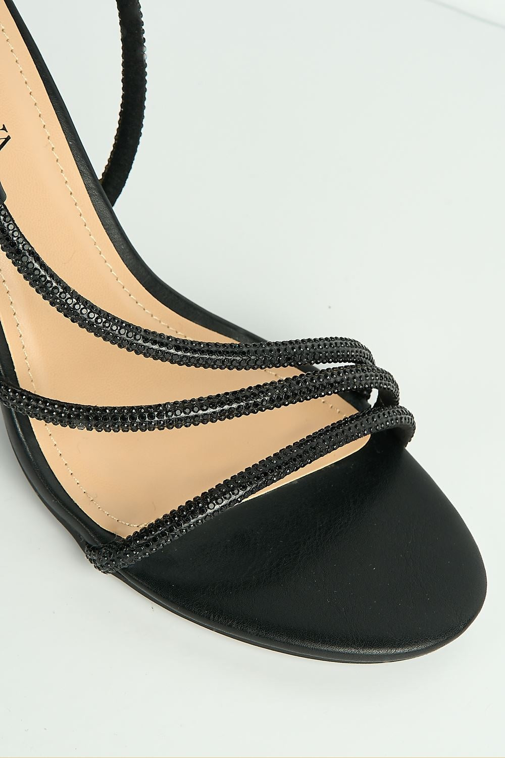 Cady 3 Diamante Band Stiletto Heeled Sandals in Black