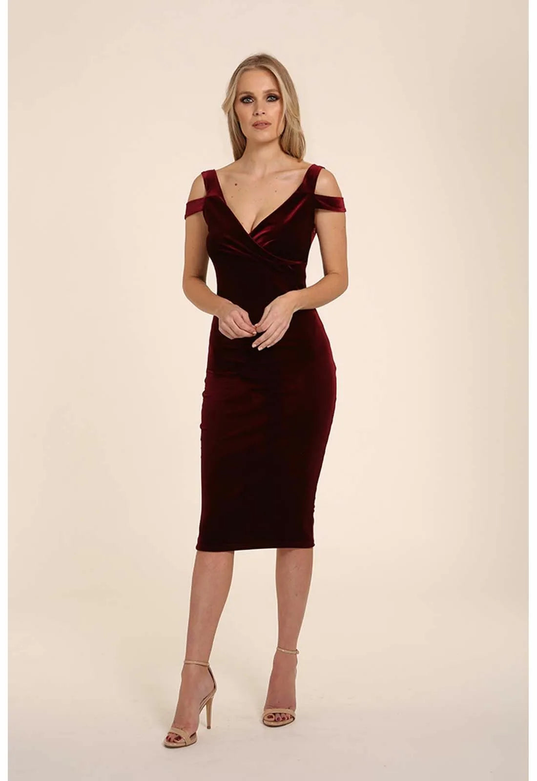 Honor Gold Berry Velvet Party Dress