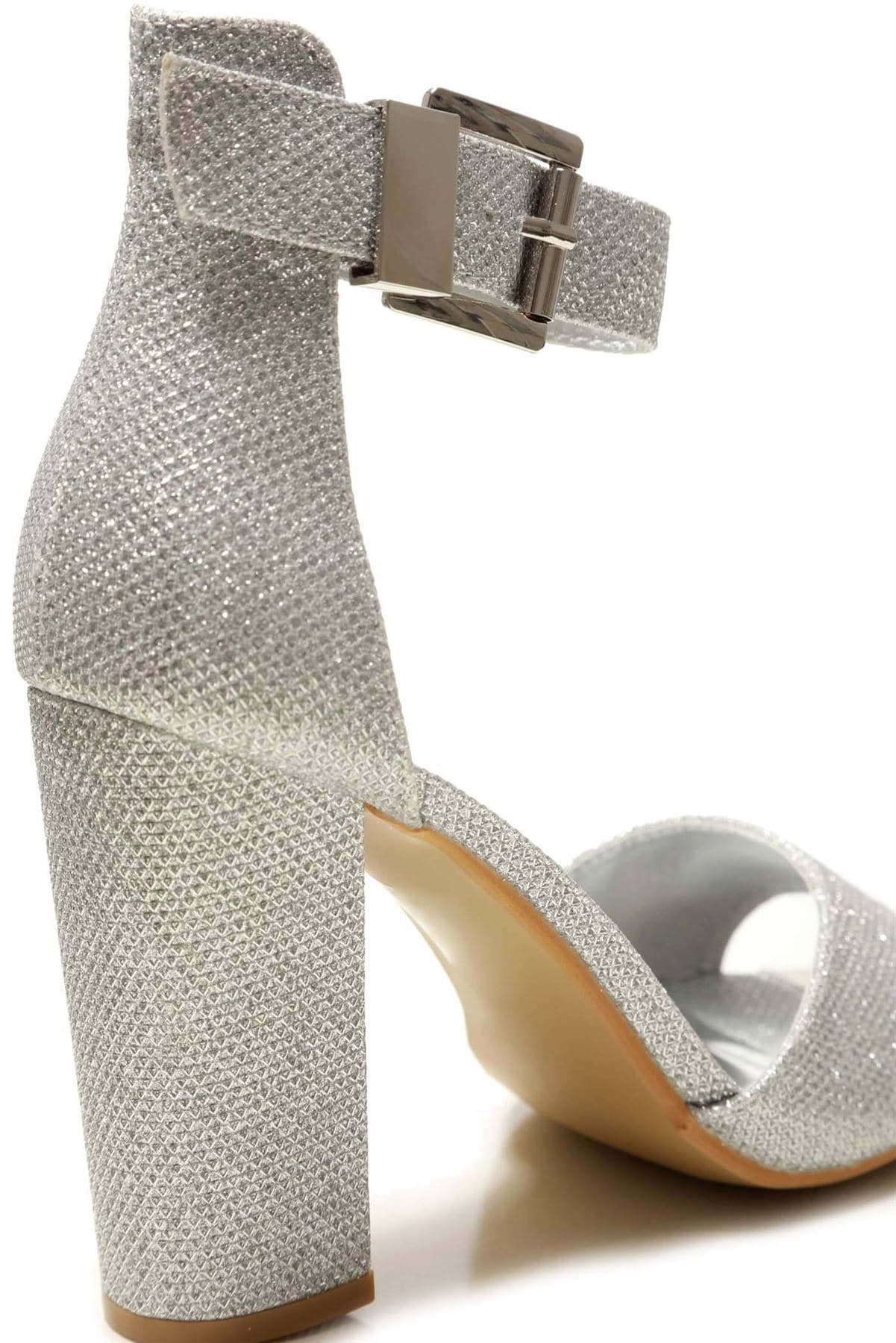 Jessy Anklestrap Blockheel Sandal in Silver Heels Miss Diva