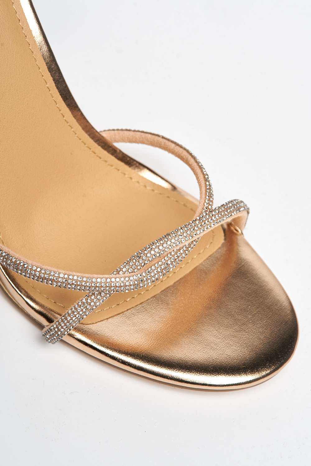 Miss Diva Gold Rayah Diamante Embellished Block Heel Sandals