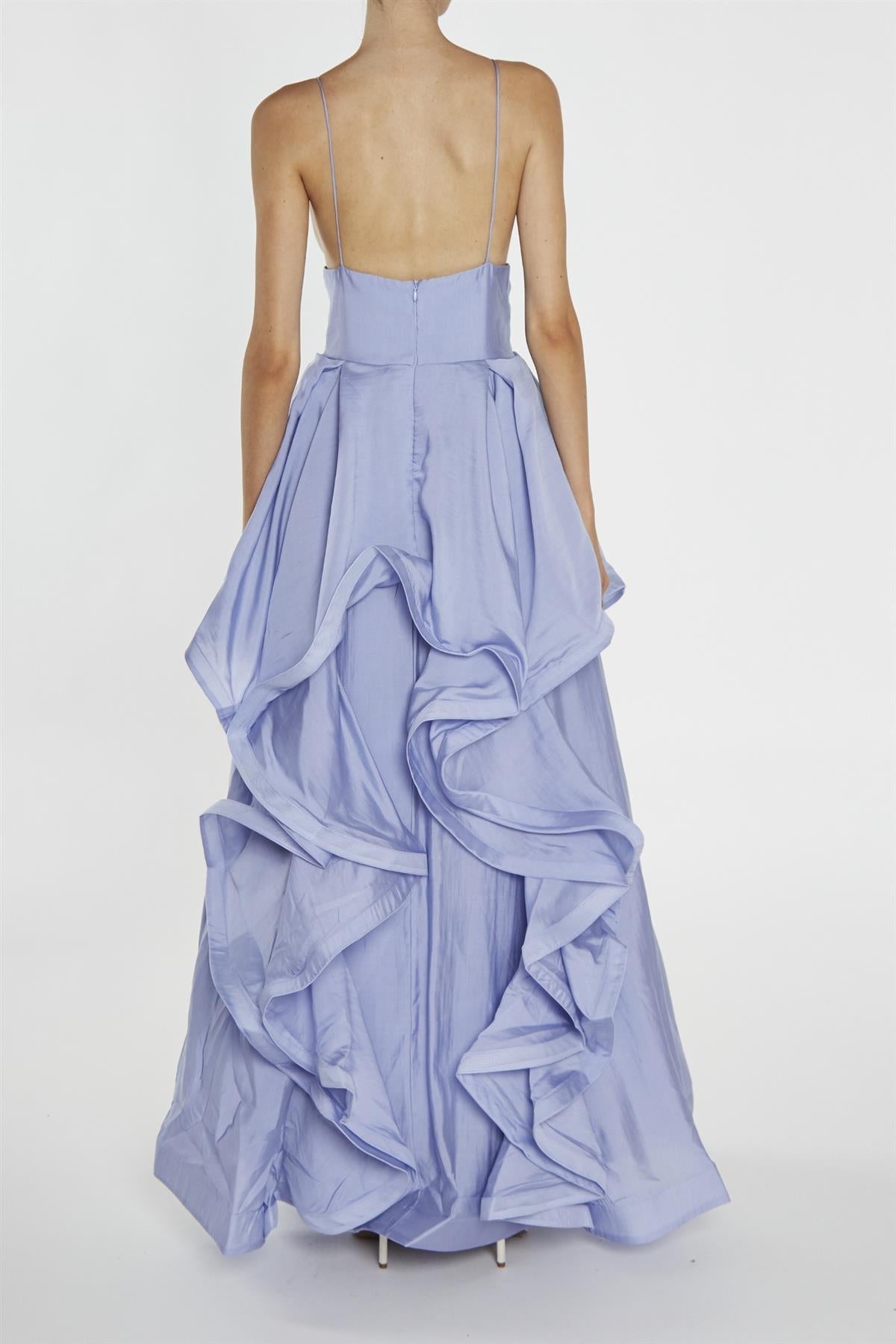 Ingrid Cornflower Blue Layered Ruffle Strappy Maxi-Dress-image-2