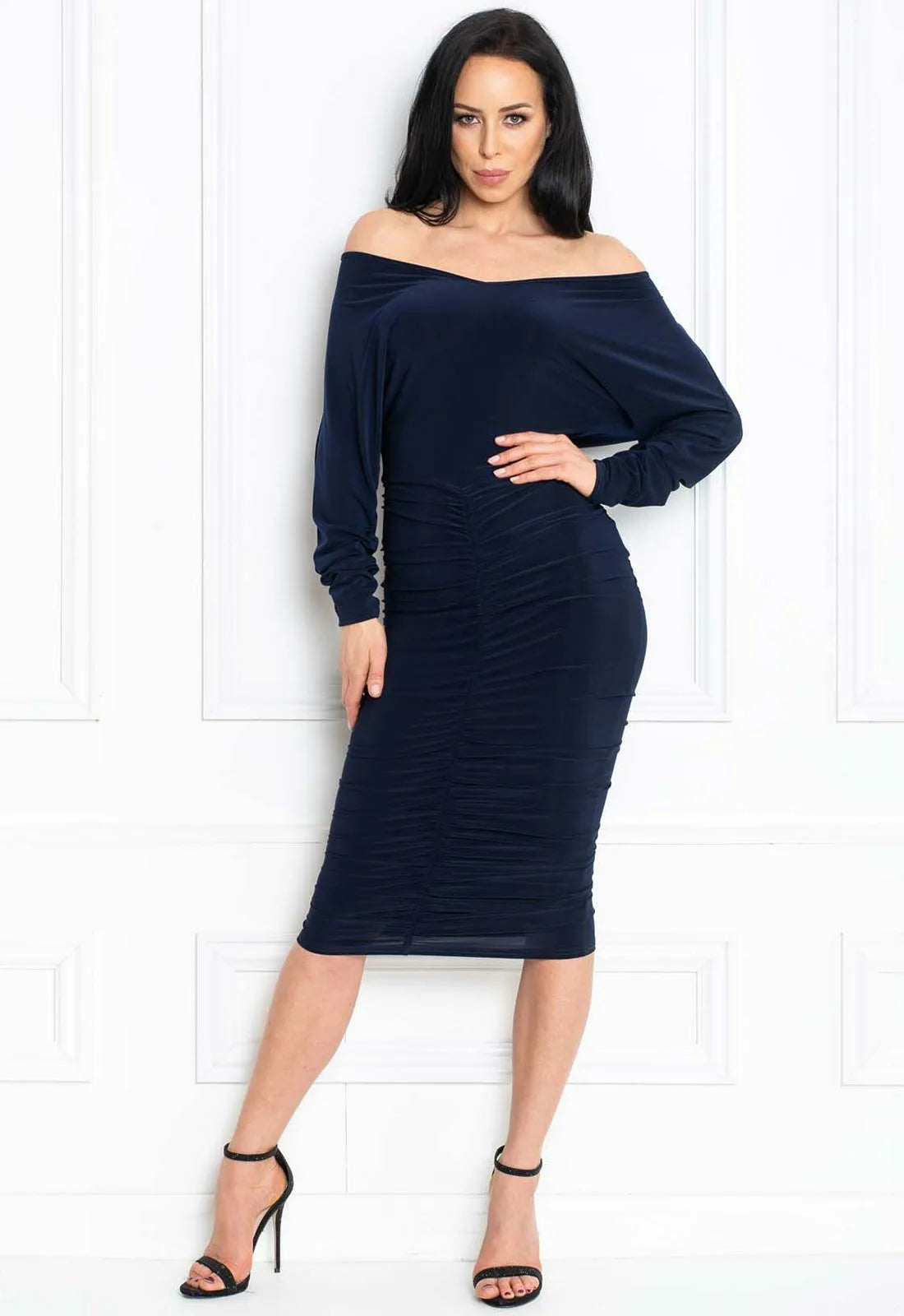 Honor Gold Navy Farrah Midi Dress-83956