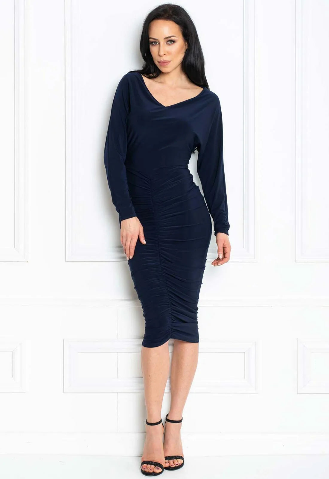 Honor Gold Navy Farrah Midi Dress-83957