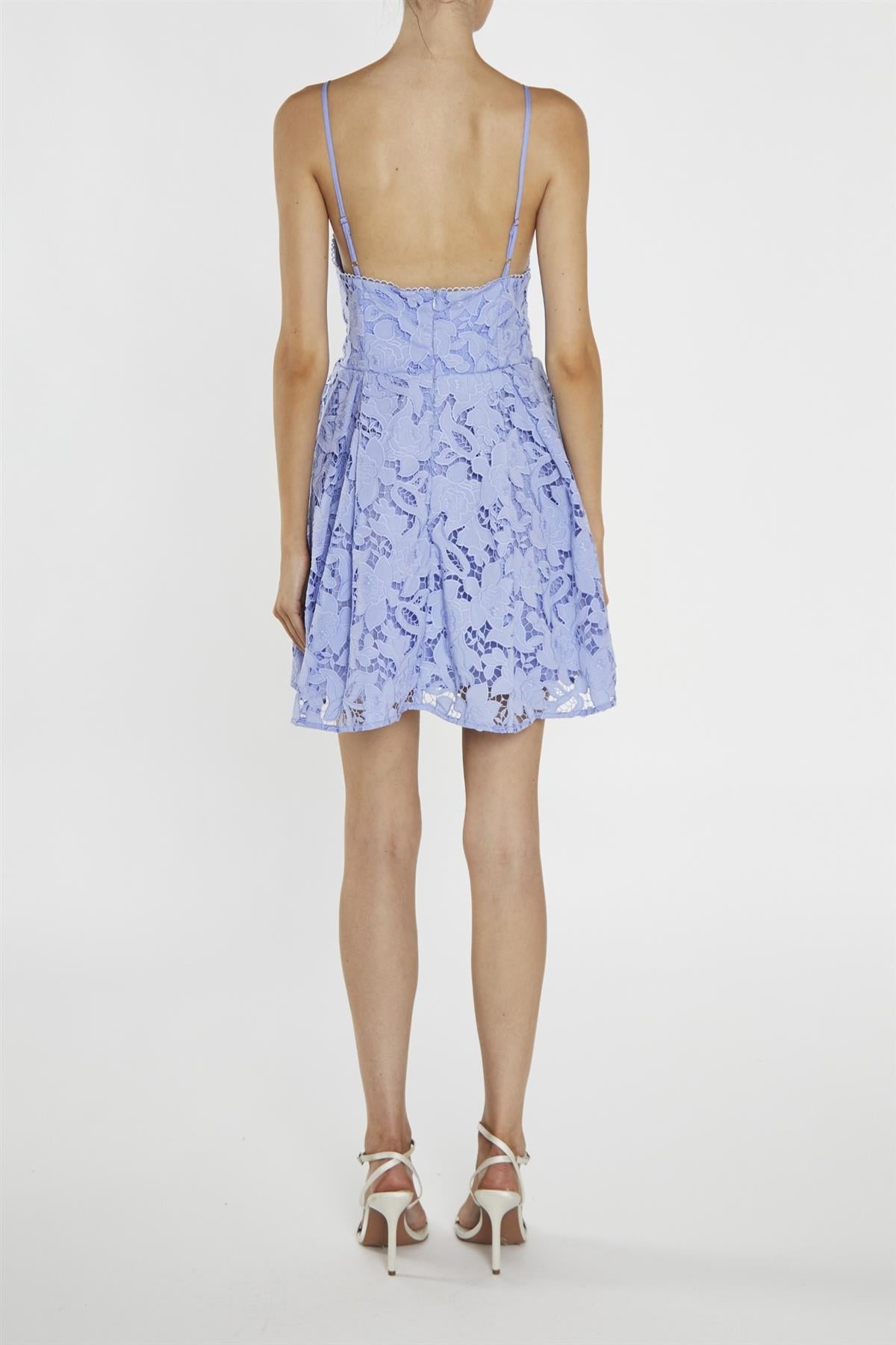 Lexie Cornflower-Blue Cutwork Lace Strappy Skater Mini-Dress-image-2