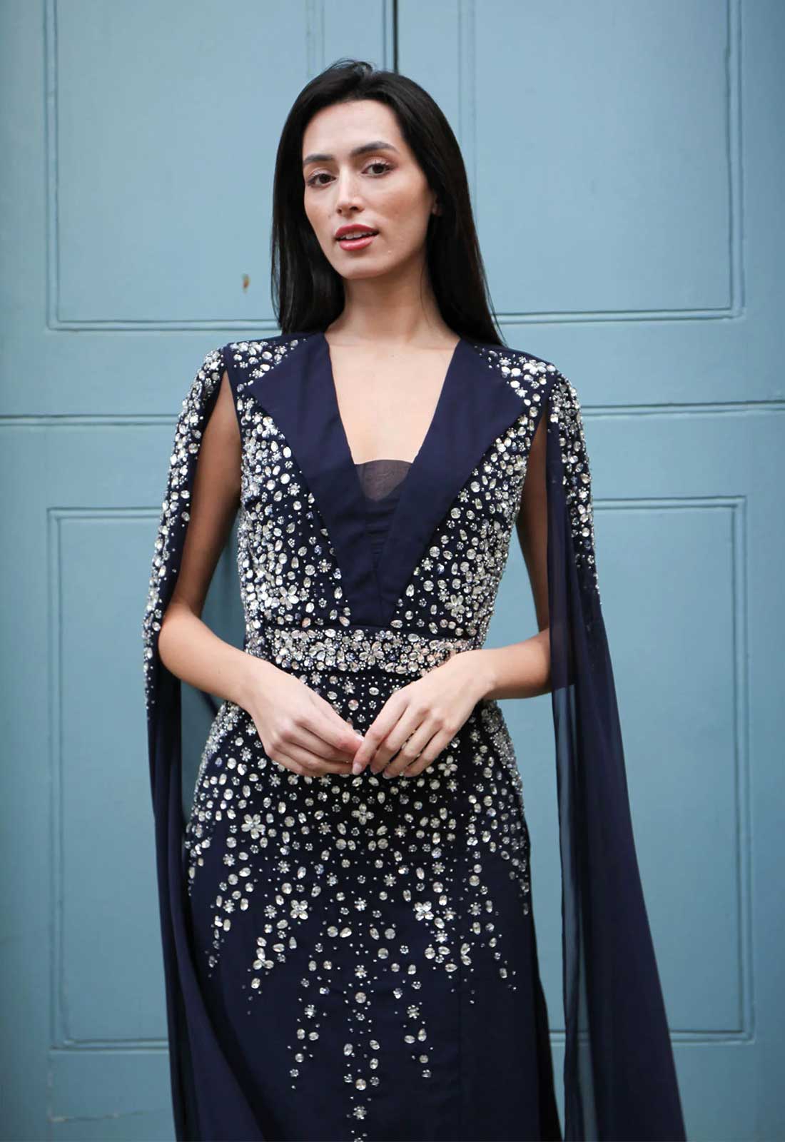 Raishma Couture Navy Gabrielle Maxi Dress