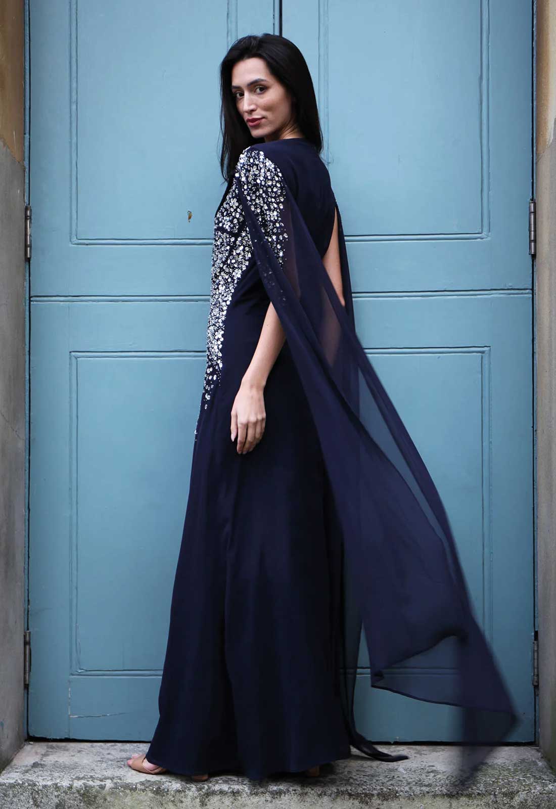 Raishma Couture Navy Gabrielle Maxi Dress