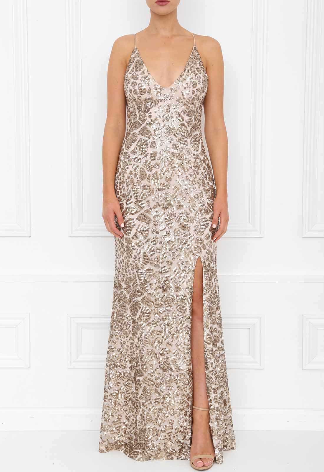 Honor Gold Gia Sparkle Sequin Maxi in Gold