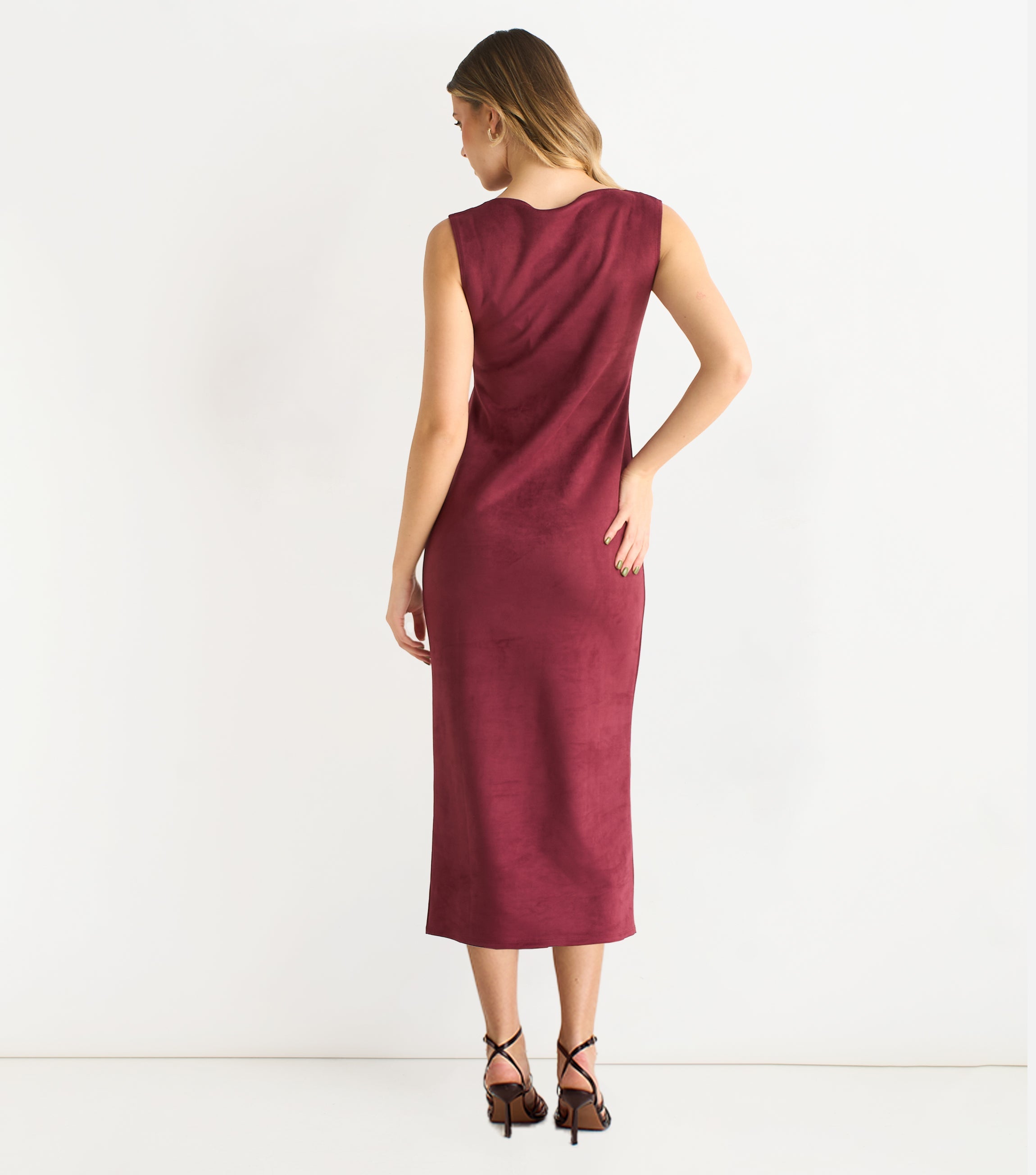 Gini London Mulberry Faux Suede Pencil Dress