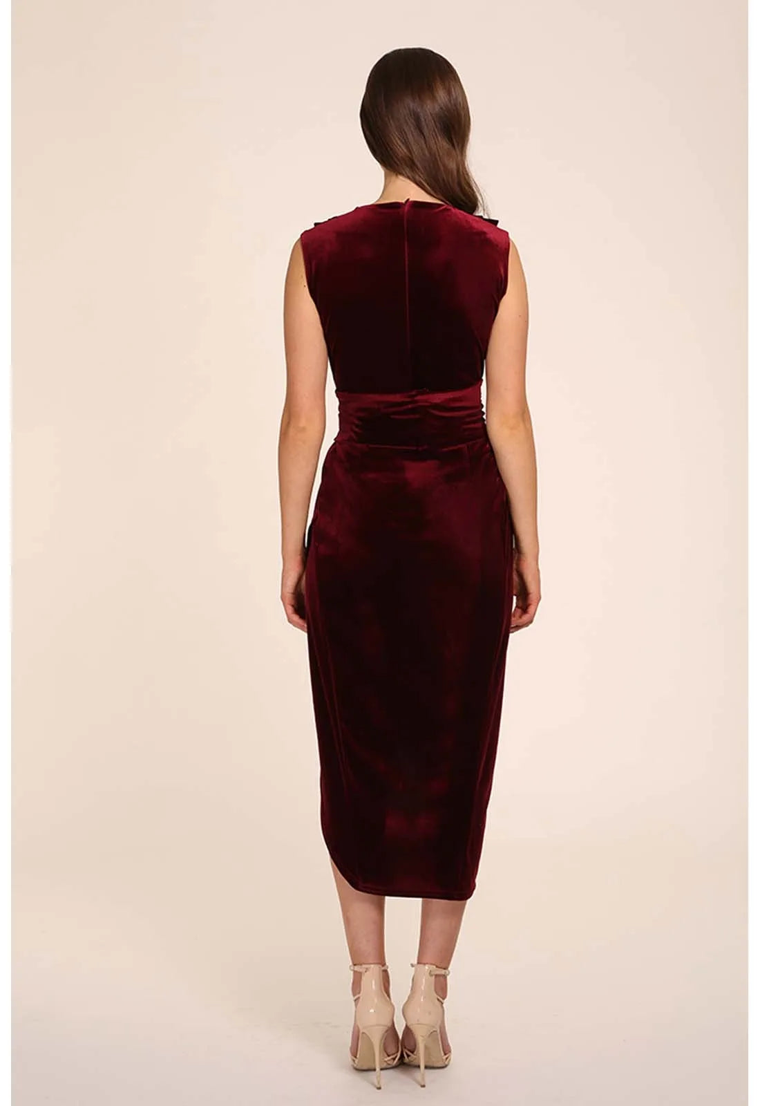 Honor Gold Haven Berry Velvet Midi Dress-30846