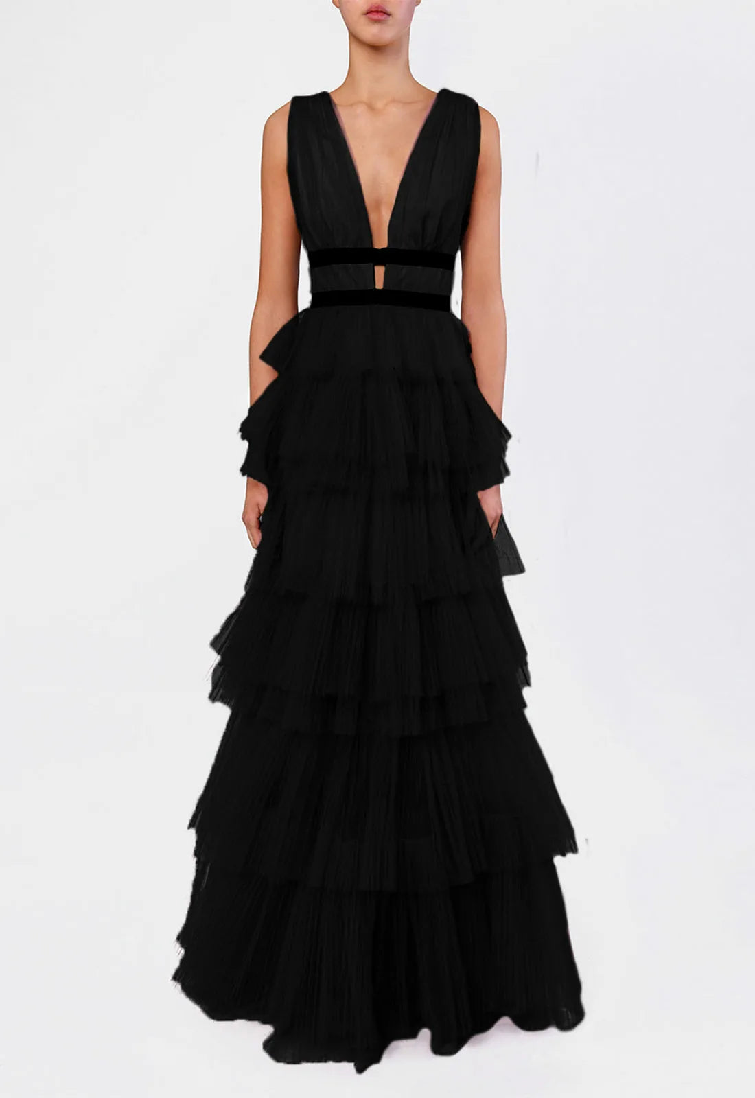 True Decadence Black Layered Tulle Maxi Dress True Decadence Black Layered Tulle Maxi Dress