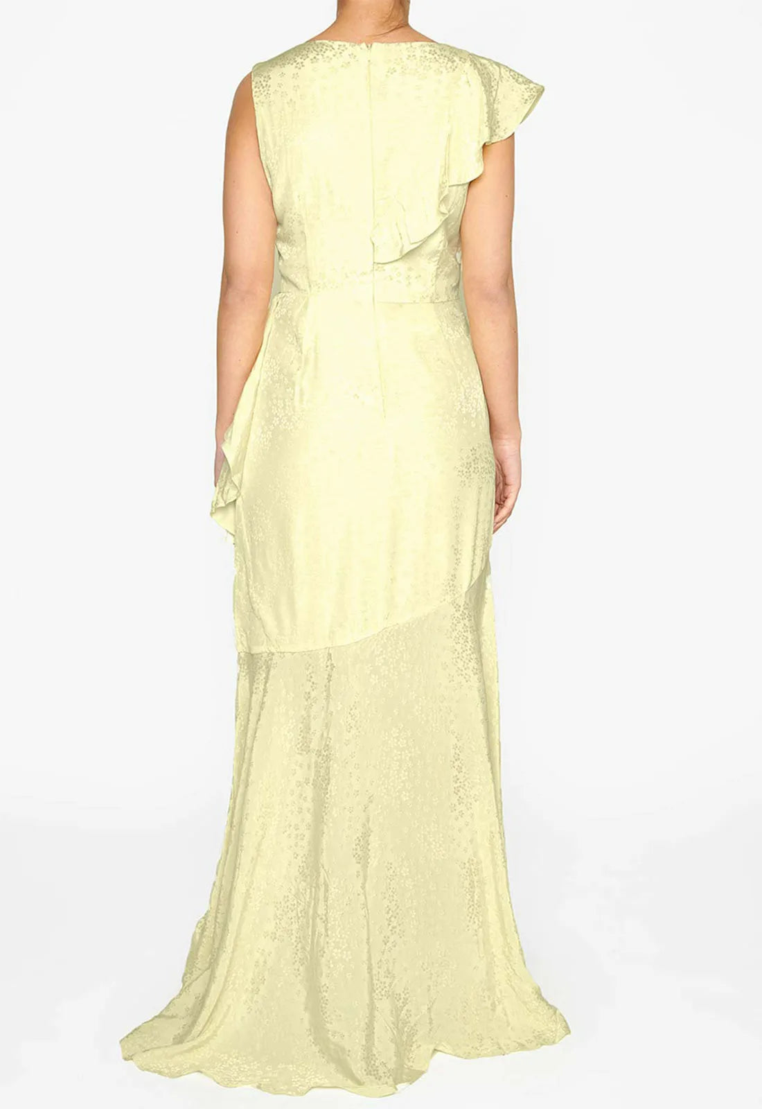 True Decadence Yellow Satin Layered Maxi Dress-110471