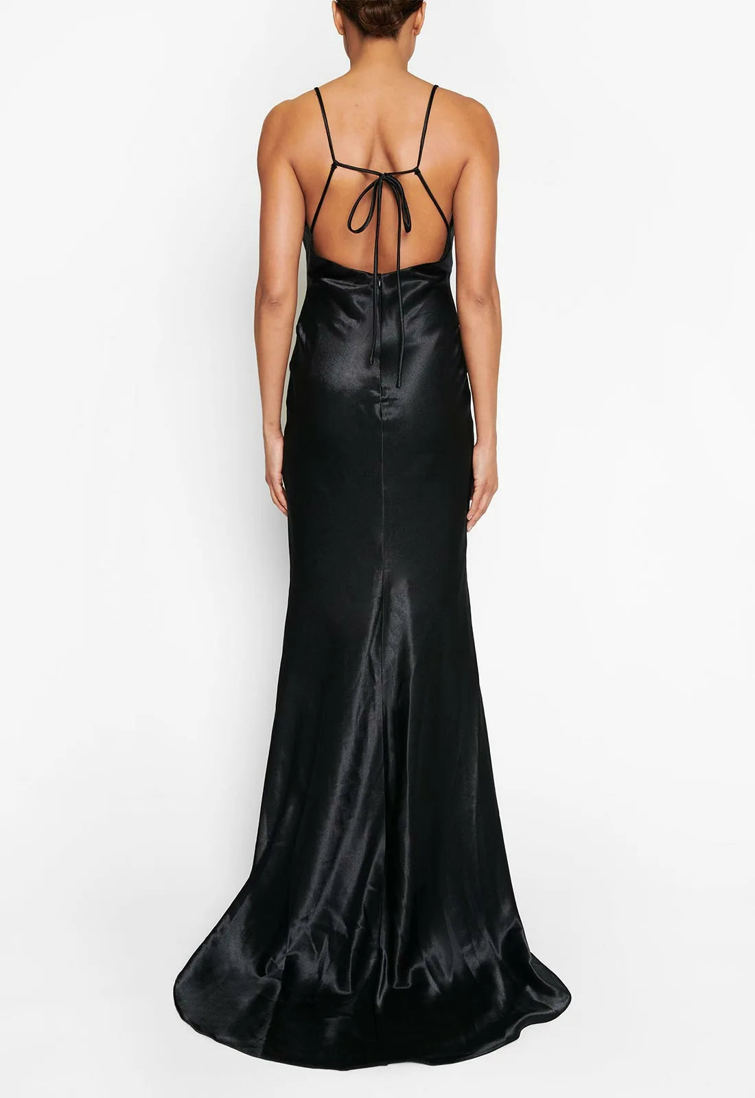 True Decadence Black Satin Slip Maxi Dress-109824