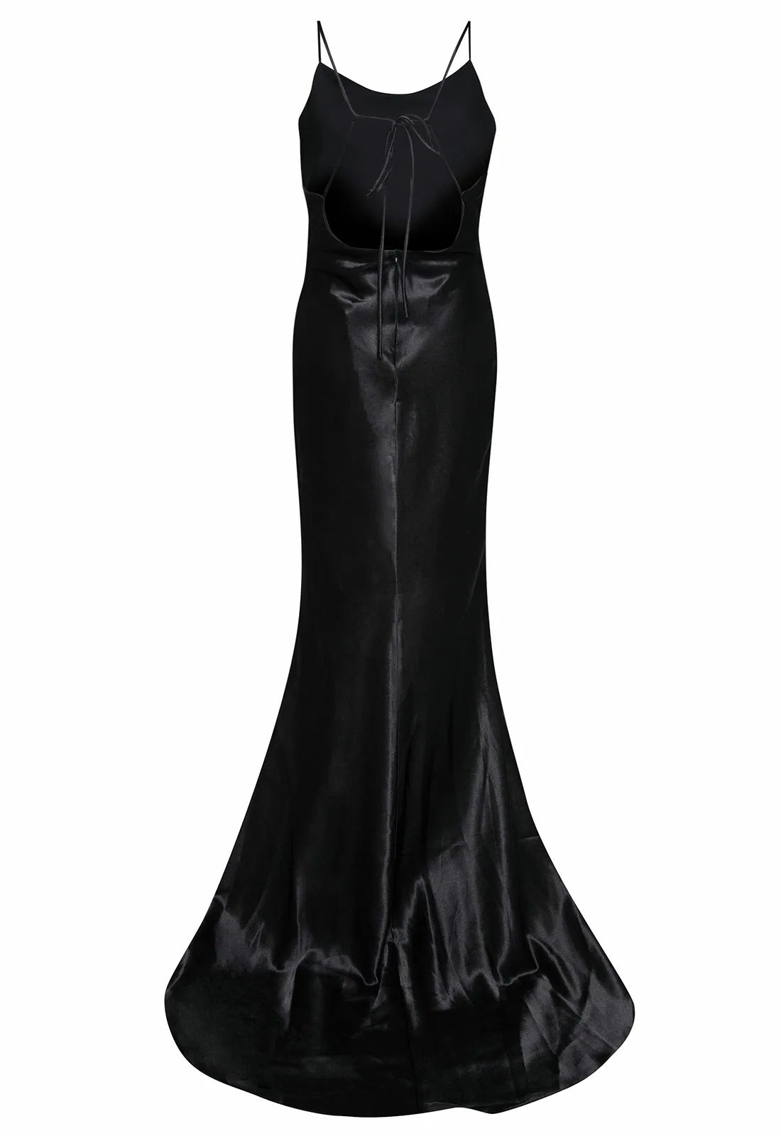 True Decadence Black Satin Slip Maxi Dress-109826