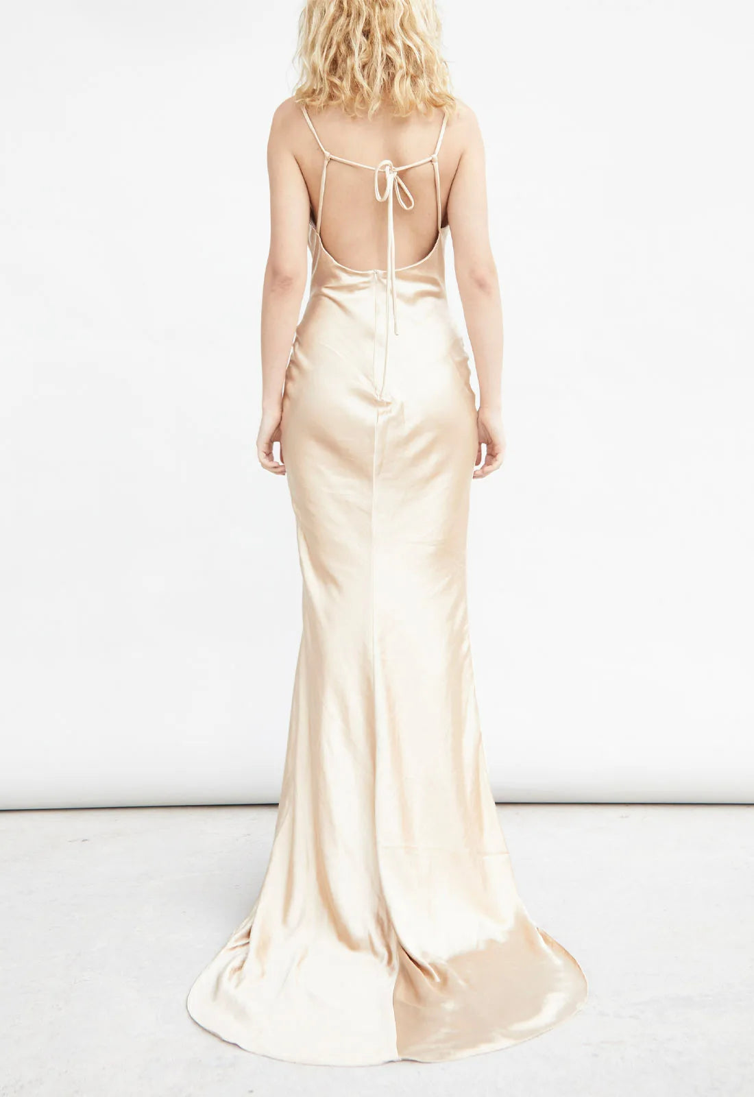 True Decadence Champagne Satin Slip Maxi Dress-109843